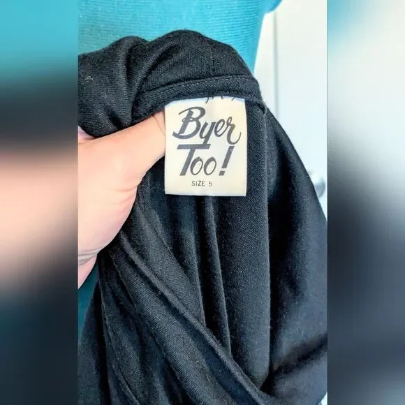 Vintage Byer Too! Juniors sz 5 dress black witchy cowl neck 3/4 sleeve witchy - Picture 3 of 4